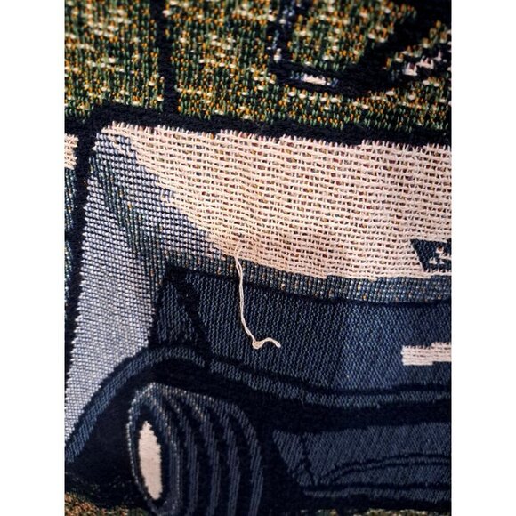 Vintage Ladies Golf Themed Plaid Border Fringed Throw Blanket FLAW - Picture 8 of 11